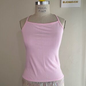 NEW Pink Cotton Beads & Paillette Fringe Cami Tank Top  SZ-XS